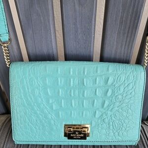 Kate Spade Orchard Valley Aqua Croc-Embossed Crossbody Bag 10x7x1.5
